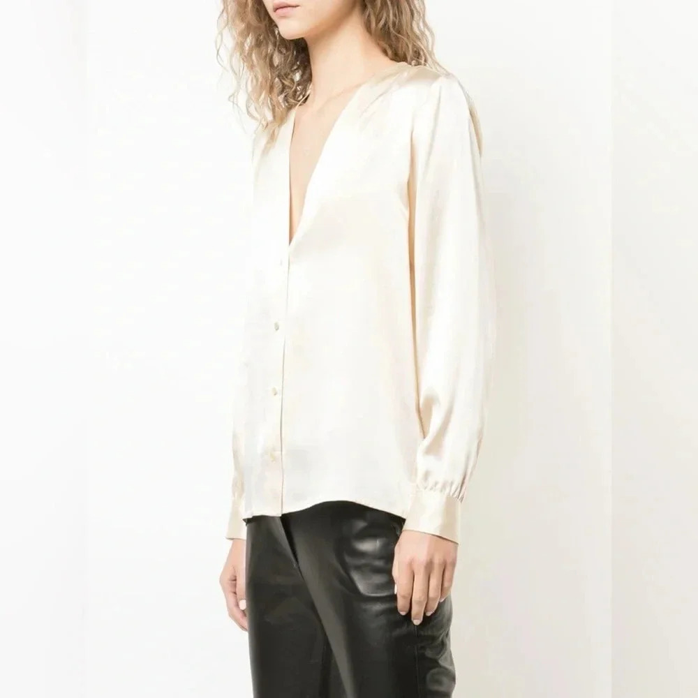 NWT Nili Lotan Elsie silk blouse champagne Size M - Picture 2 of 11